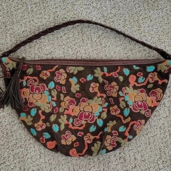 Liz Claiborne Handbags - Liz Claiborne Leather Suede Floral Banana bag 🌺🦋🌸✌️